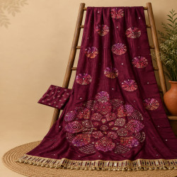 Gajji Silk Bandhej Mirror Work Saree